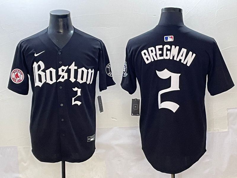 Men 2025 Boston Red Sox #2 Bregman Black Five generations Joint Name Nike MLB Jersey style 14->boston red sox->MLB Jersey